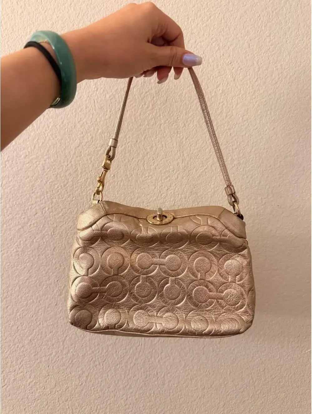 Vintage Rose Gold Coach Turnlock Wristlet